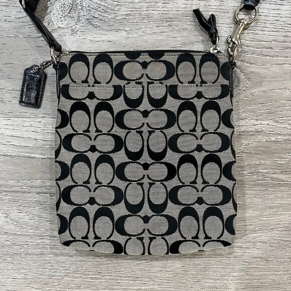 Coach Jacquard Canvas Crossbody Messenger Bag (Black) - Picture 5 of 13